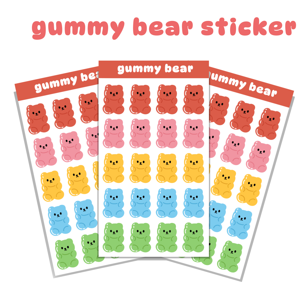 

Sticker gummy bear, stiker lucu dekorasi journal planner scrapbook