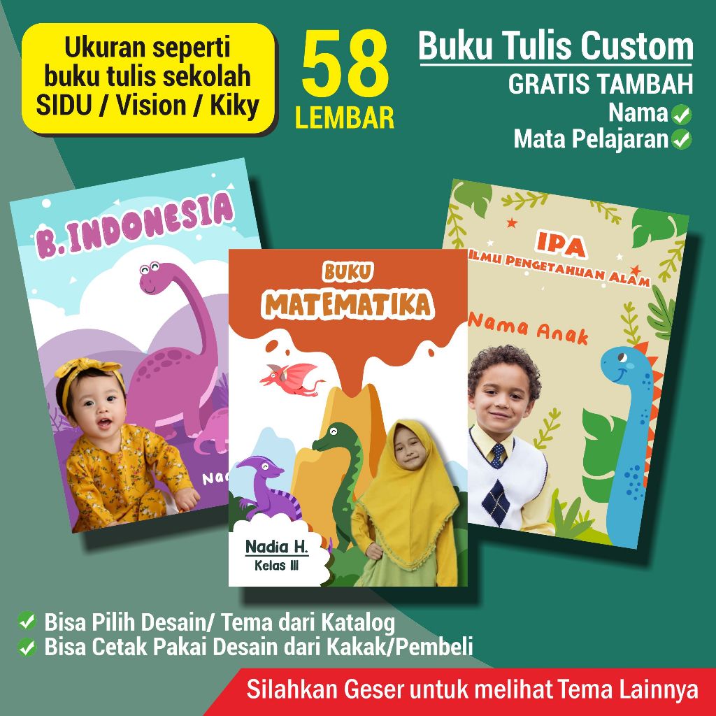 

[58 Lembar] Buku Tulis Custom Foto - Ukuran Sama Dengan SIDU/ Vision/ Kiky | Buku Tulis A5 Kwarto B5