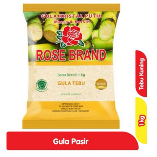 

ROSE BRAND Gula Pasir Tebu Kuning 1 kg/GULA PASIR MURAH 1KG/ AGEN GULA MURAH/GULA ROSEBRAND MURAH/SEMBAKO MURAH