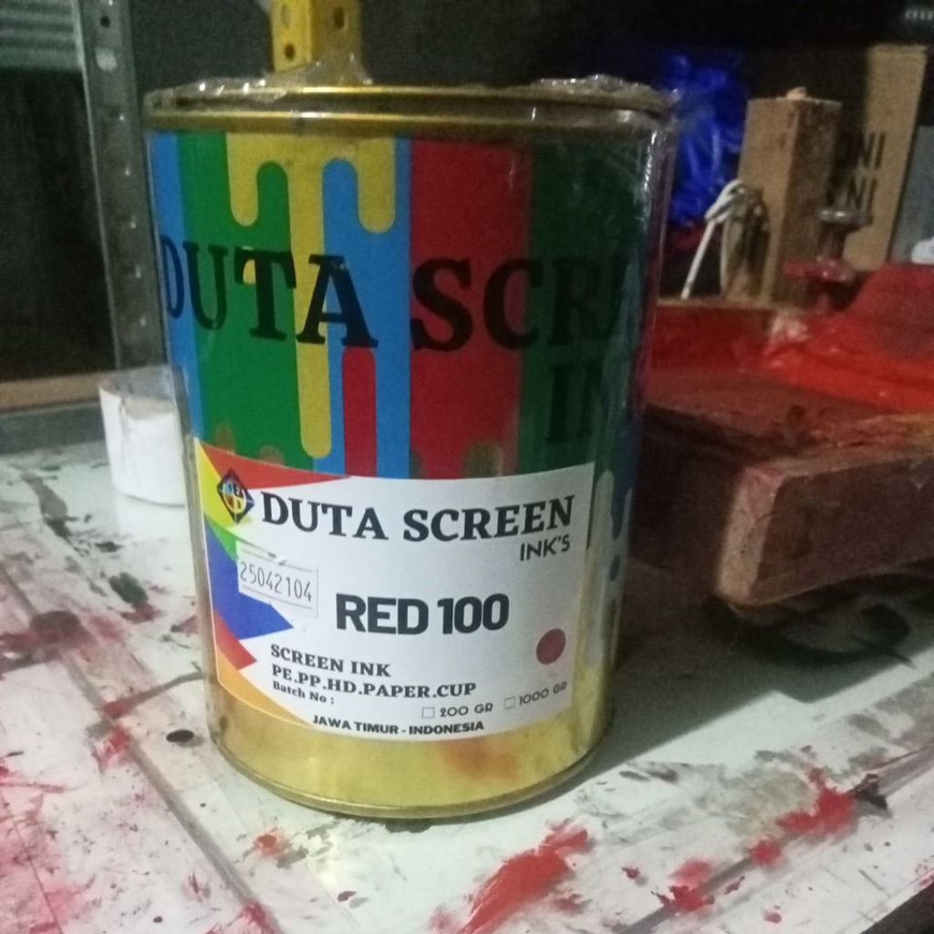 

cat sablon plastik Duta Screen bisa langsung digunakan, cepat kering warna merah