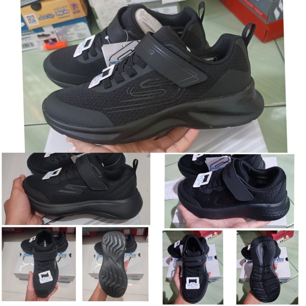 Sepatu Full Black Anak Skechers Original