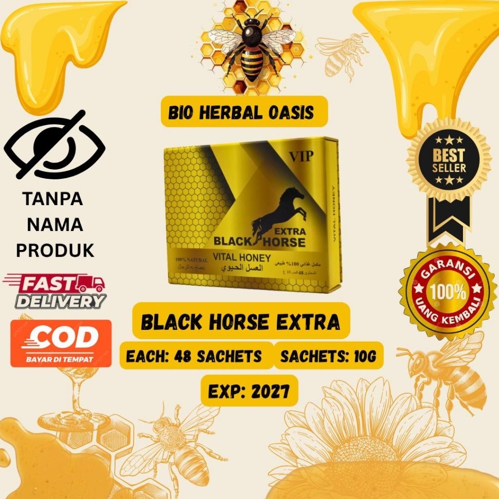 

Vital Honey Black horse Extra Vip Original 1box : 48 Sachet Exp 2027