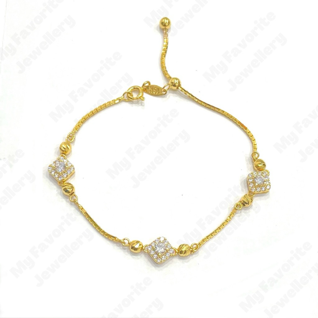 Gelang Serut Permata Kotak ELEGAN Emas Asli Kadar 700