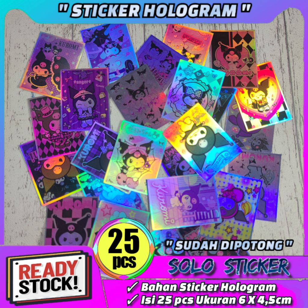 

25 pcs STICKER Sanrio Kuromi HOLOGRAM ANTI AIR - SUDAH DIPOTONG