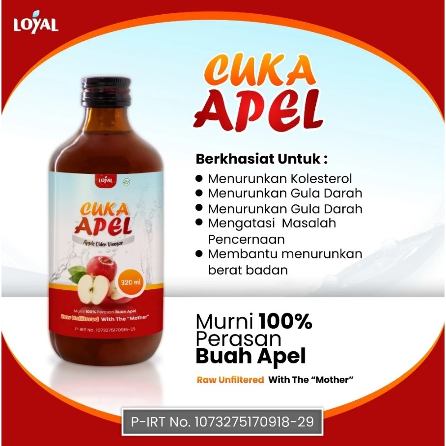 

Cuka Apel Loyalnest Organik Original with Mother - Apple Cider Vinegar untuk Diet & Kesehatan 320ml