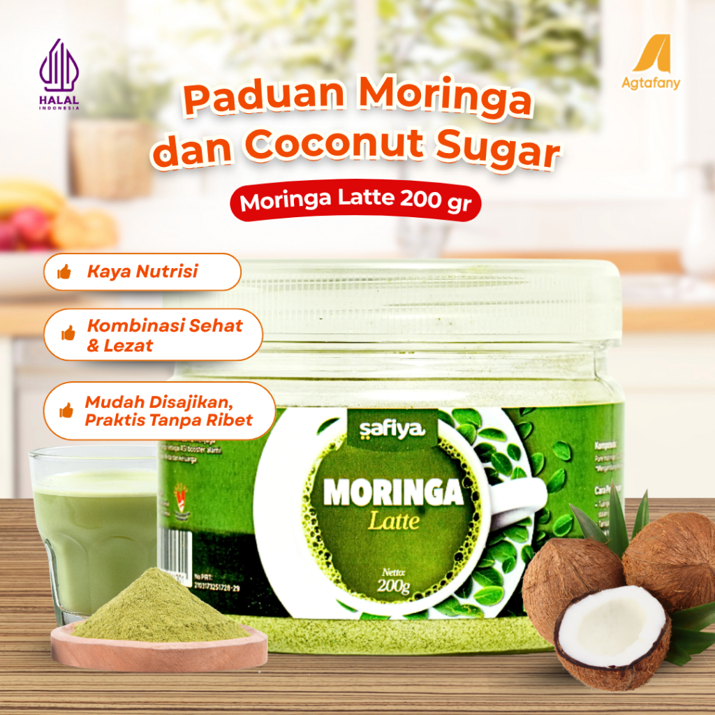 

Moringa Latte 200 gr | Minuman Bubuk Daun Kelor Instant Original Safiya