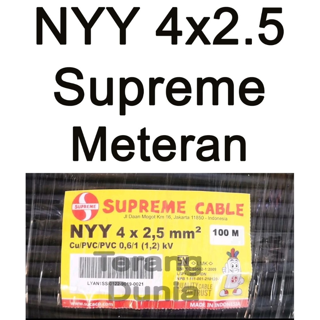 Kabel Supreme NYY 4x2.5 Meteran Kabel Listrik NYY 4x2.5 Meteran Kabel Tunggal 4x2.5 Supreme Meteran 