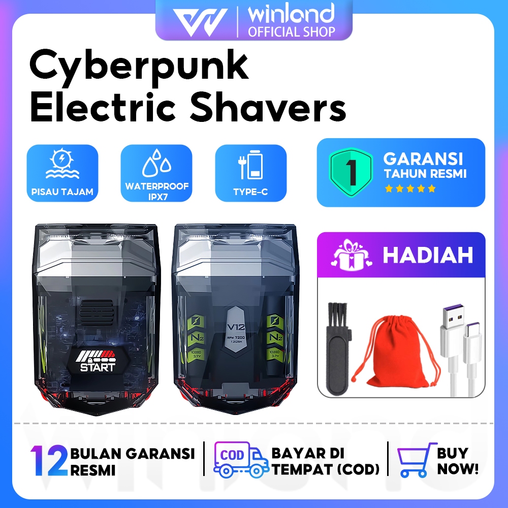 {ORI}Winland Alat Cukur Elektrik Jenggot dan Kumis Lamborghini Portable Shaver Mini Pencukur Kumis