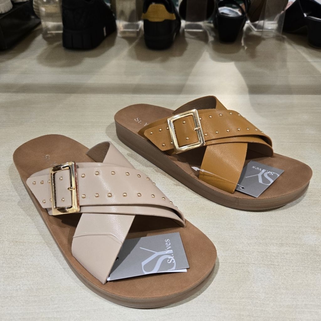 St yves sandal wedges hak rata 1cm wanita ringan bangetss & ori size 36-40