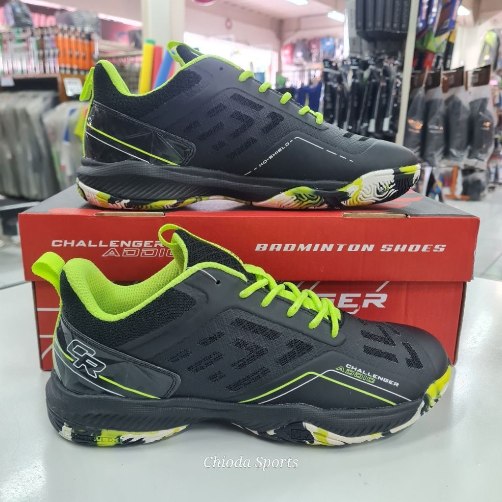 Sepatu Spatu Shoes Badminton Bulutangkis Hiqua Hi Qua Hi-Qua Challenger Addic Hitam Original