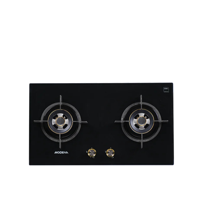 Modena kompor gas tanam BH 2725 GABK - 2 tungku - Kaca Hitam