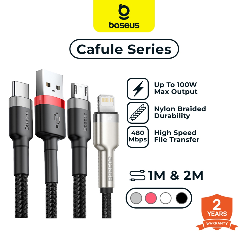 Baseus Kabel Data Cafule Fast Charging USB TYPE C 60W TYPE C TO LIGHTNING 20W Type C to Type C 60W/1