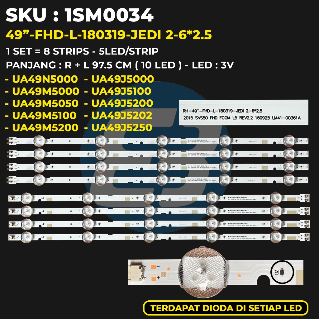 Backlight TV Samsung 49 Inch UA49N5000 UA49M5000 UA49M5050 UA49M5100 UA49M5200 UA49J5000 UA49J5100