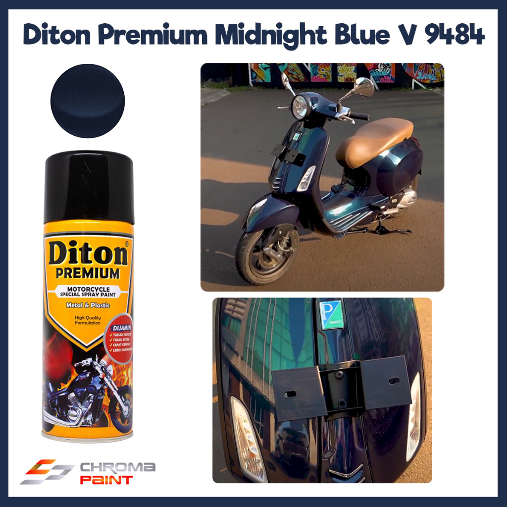 Cat Motor Diton Premium Vespa Color Warna Biru - Midnight Blue V 9484 - Cat Pilok Diton