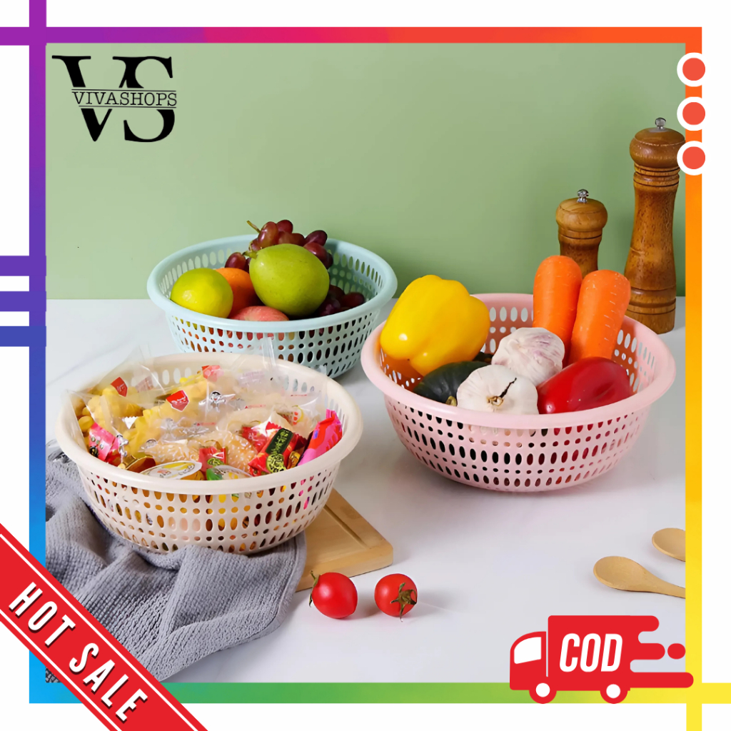 Keranjang Sayur Bulat / Keranjang Buah Sayur Plastik / Bakul Round Basket / Keranjang Buah Serbaguna