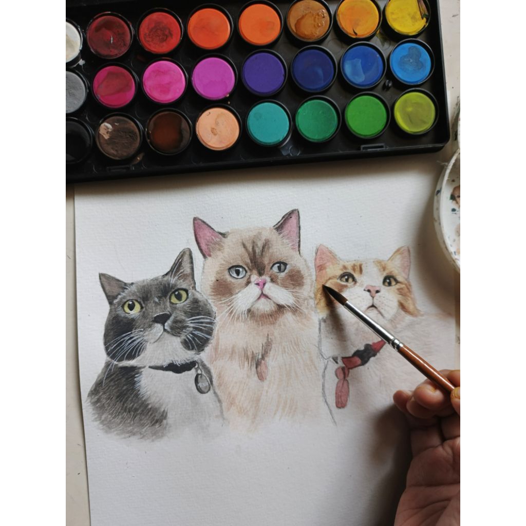 Lukisan Wajah watercolor (custom) A4