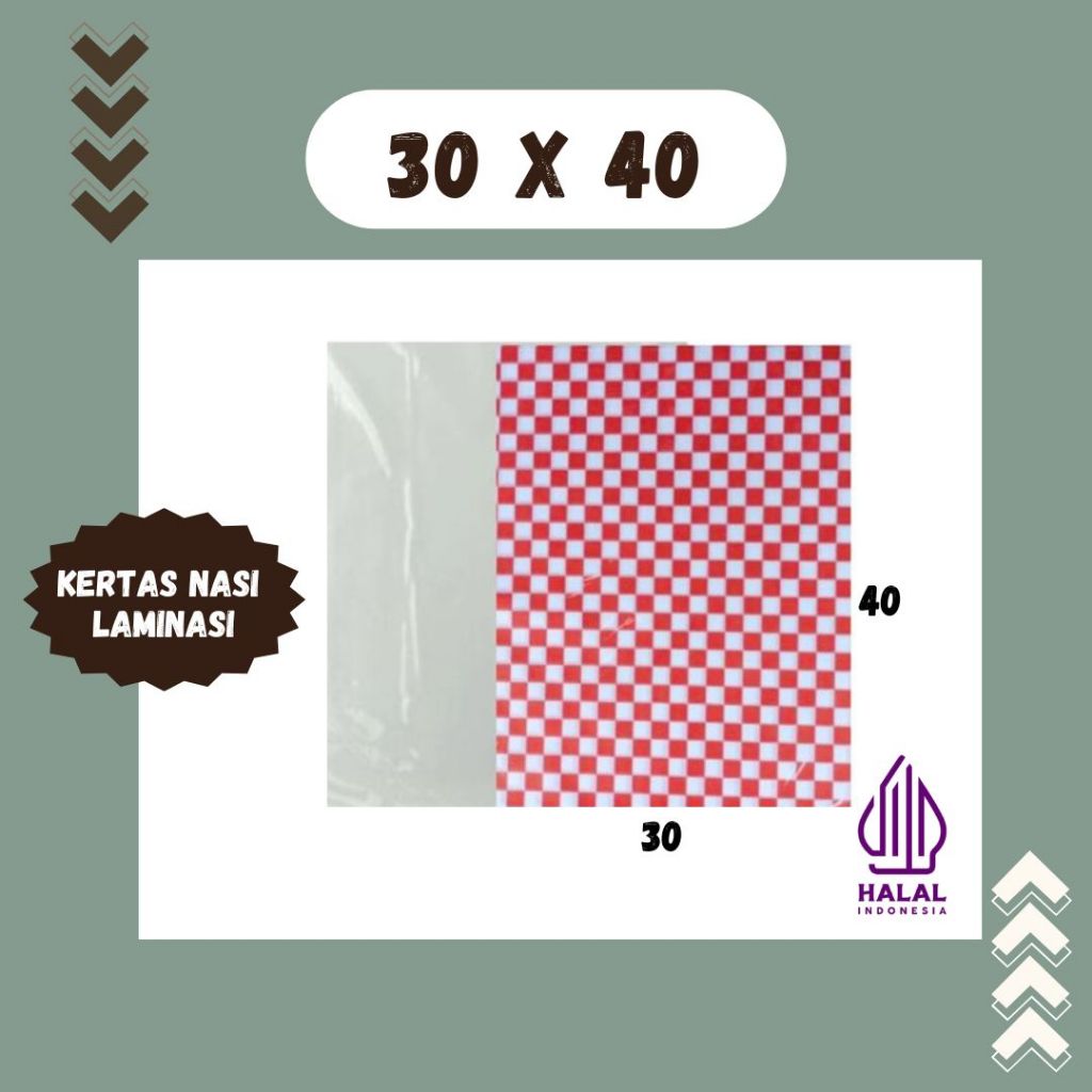 Kertas Nasi Printing Isi 500 30x40 | Foodgrade | KFC | Paper Wrap | Burger | Packing Kebab | laminas