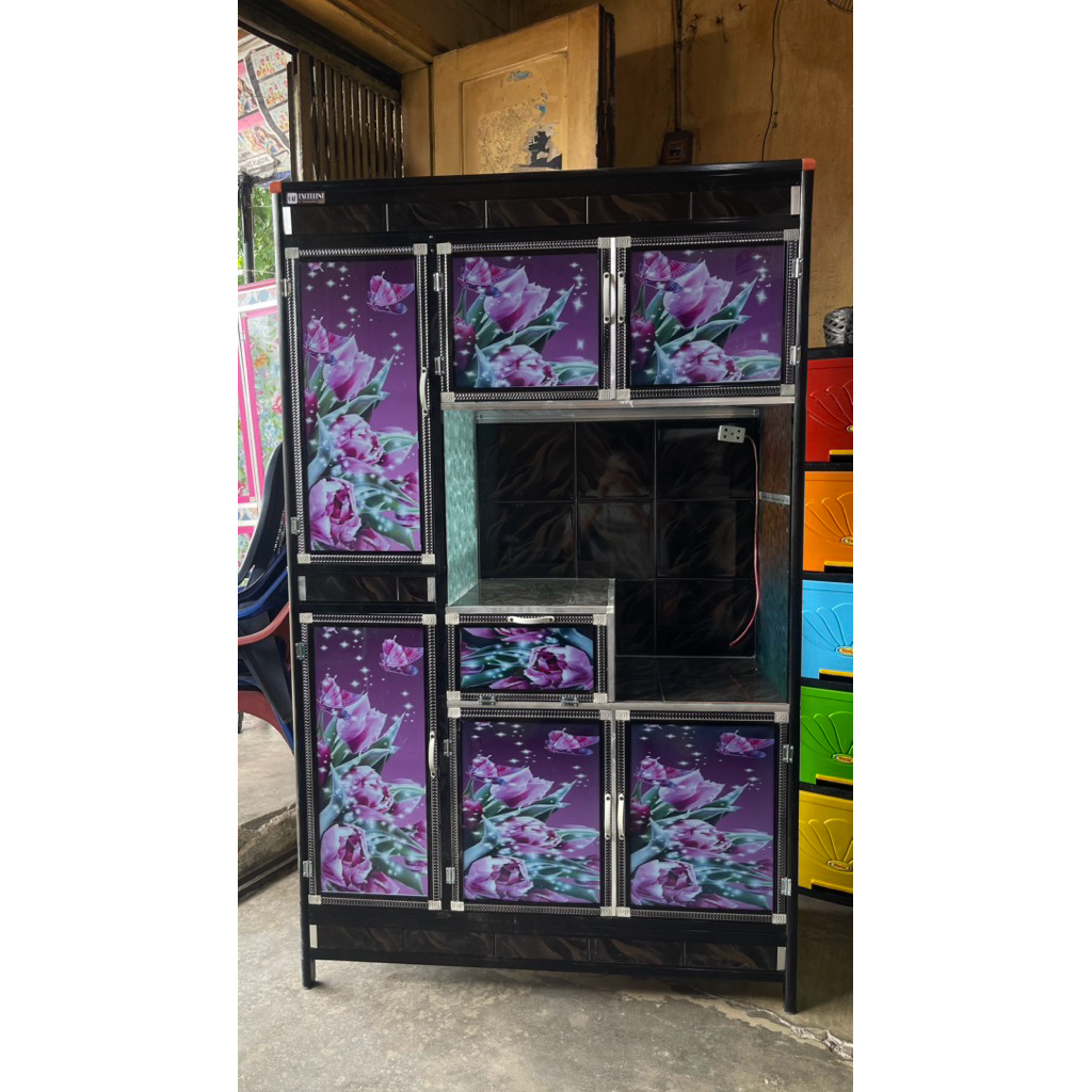 Rak Piring 3 Pintu Keramik Hitam