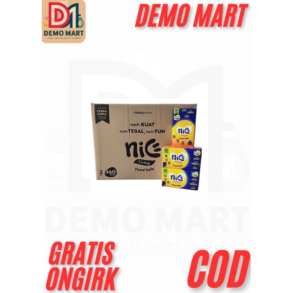 TISSUE NICE 360HELAI 180SHEETS 1DUS 60ISI FACIAL DAN BERSIH TISSUE