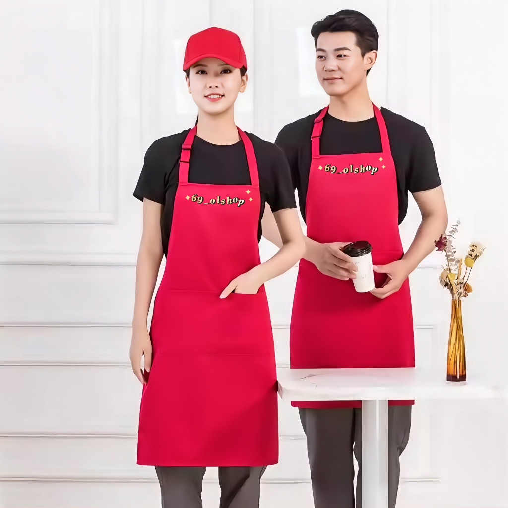 Apron Celemek Barista Korean Style Pria Wanita Apron Barista Celemek Dapur