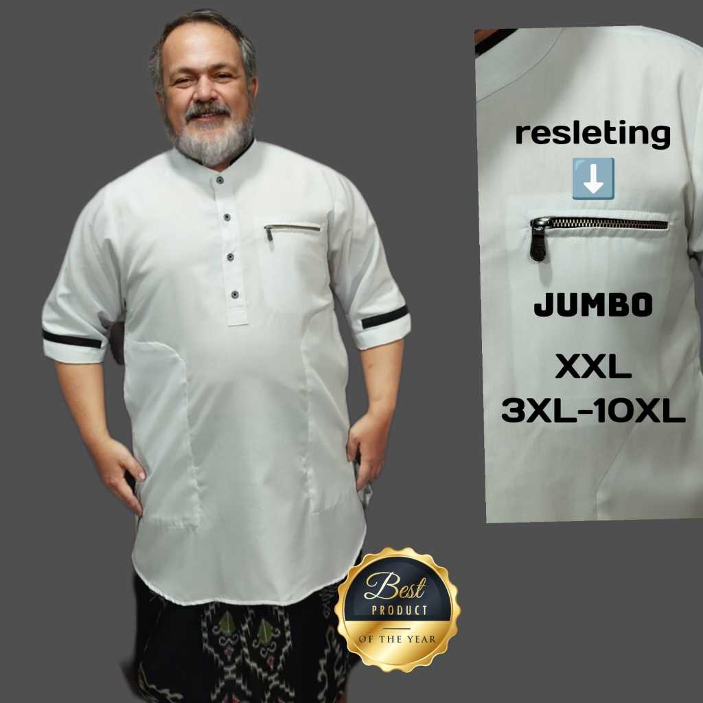 Baju Koko Pria Dewasa Kurta Lengan Pendek - Kurta Resleting - Katun Toyobo Premium