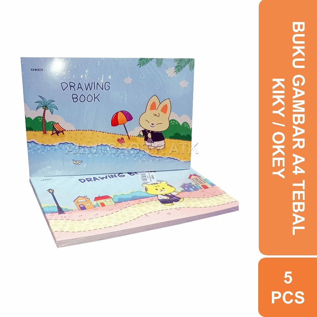 

[1PACK] BUKU GAMBAR Okey Drawing Book Kiki/Okay Buku Gambar A4 Tebal 5 PCS