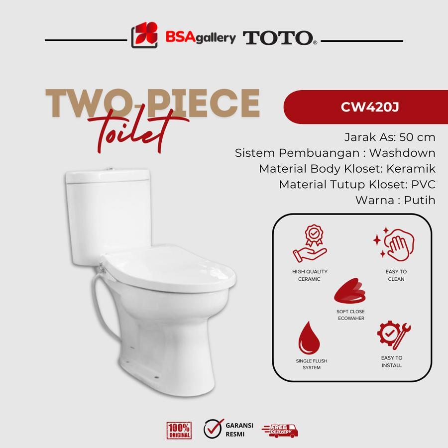 KLOSET DUDUK TOTO DUOBLOK CW420J ECOWASHER / CW 420 J /  KLOSET TOTO TUTUP ECO ORIGINAL 100% MONOBLO
