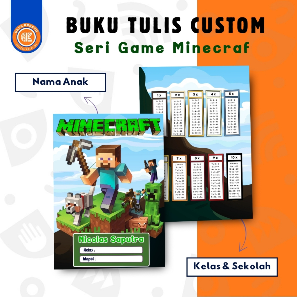 

(ISI 10) Buku Tulis Custom Seri Game Minecraft/untuk anak sekolah