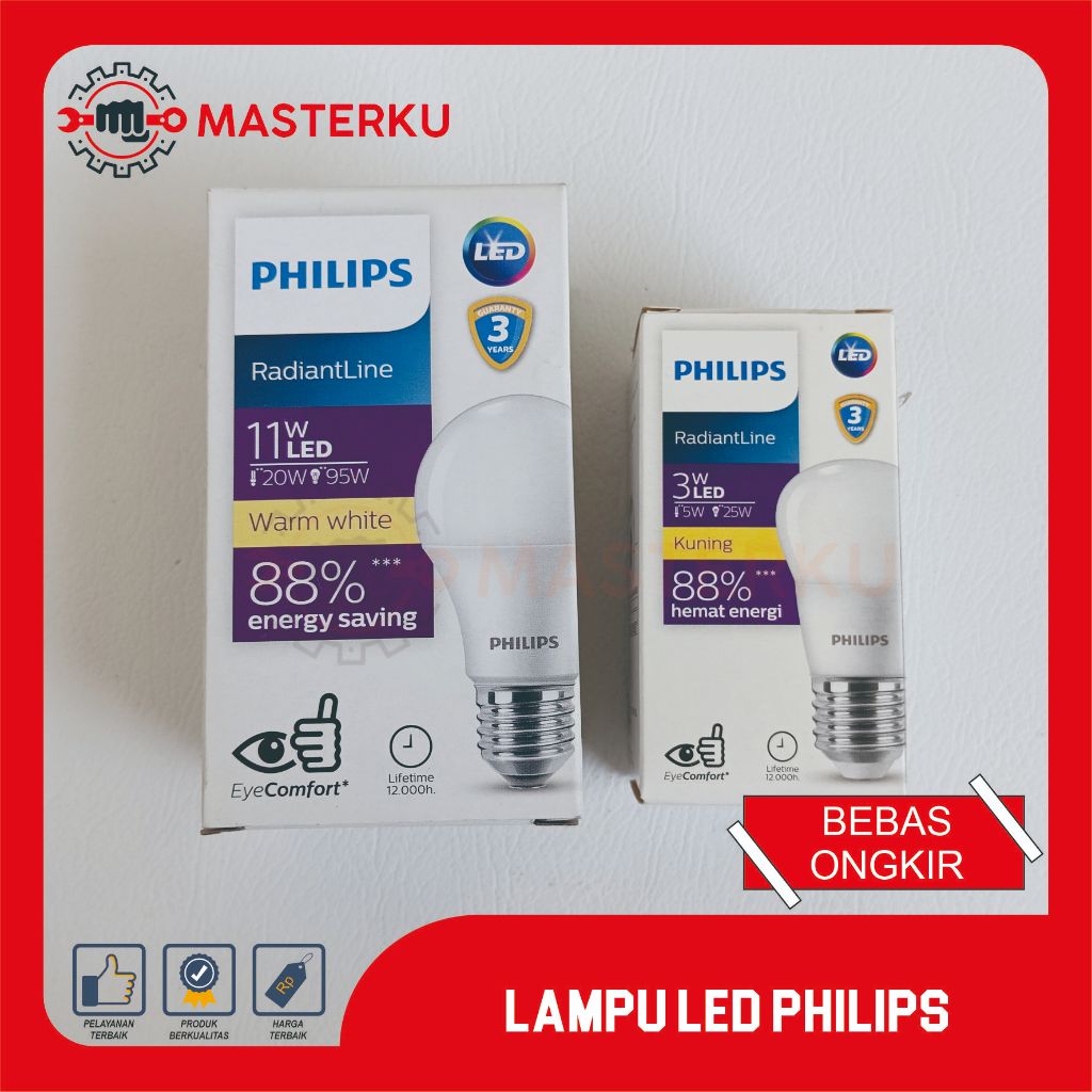 LAMPU LED PHILIPS KUNING 3W  / LAMPU LED PHILIPS 5W KUNING/LAMPU LED PHILIPS 11W KUNING/BOHLAM LED P