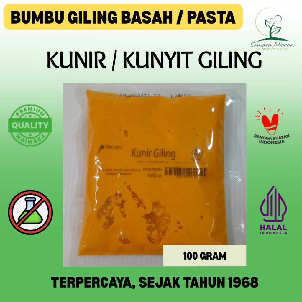 

Bumbu Dasar Samara Micron - Kunir Giling Basah / Pasta - Kunyit Giling 100 Gram