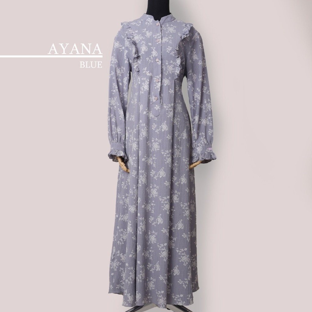 Dress Crinkle Airflow Motif Premium  Gamis Simple Elegan Kekinian Muslim Busui Ayana By ZLY ZELIA