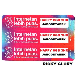 VOUCHER TRI HAPPY 6GB 3HARI JABODETABEK