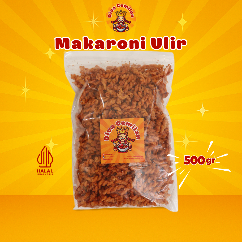 

500 gram Makaroni Ulir Makaroni Pedas Renyah Diva Cemilan Snack Makanan Ringan