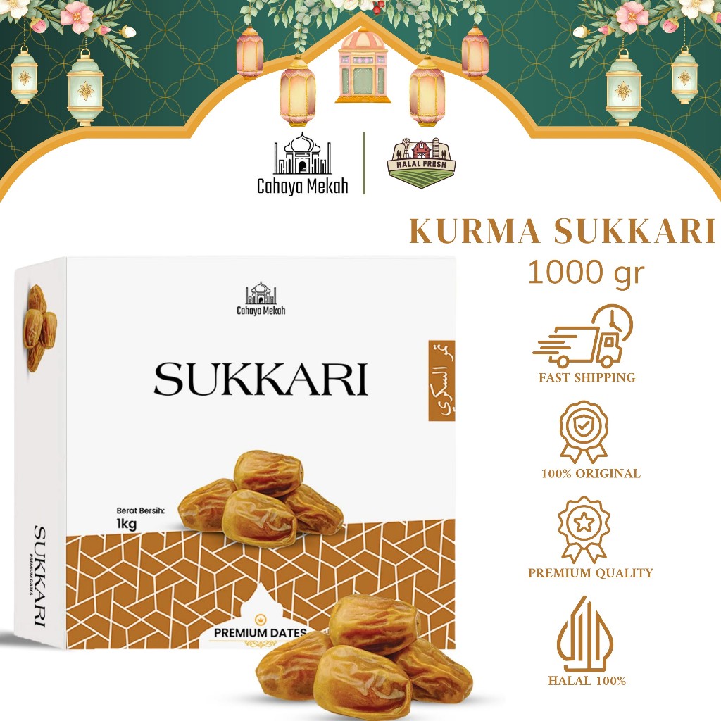 

Cahaya Mekah Kurma Sukari Kemasan Box 1kg Premium Kurma Ratu Sukari Original High Quality