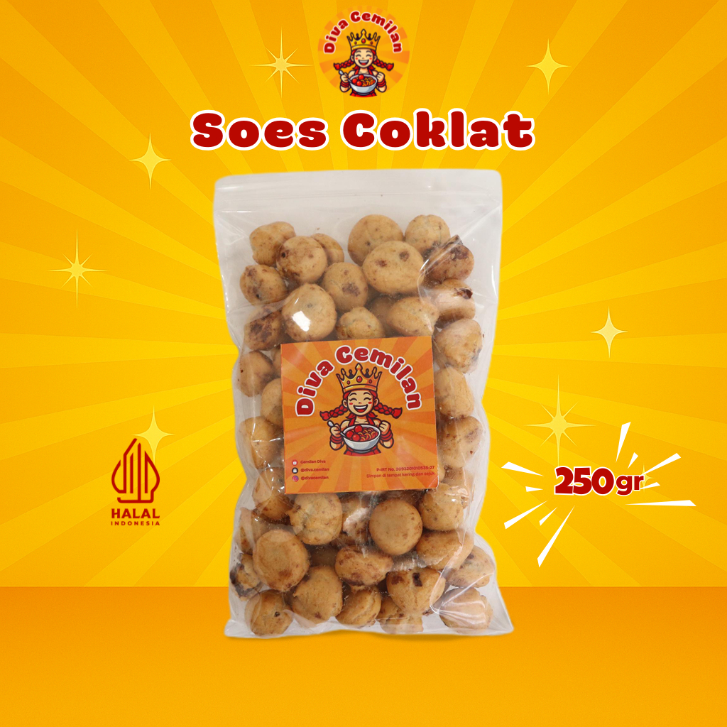 

250 gram Soes Coklat Sus Coklat Manis Coklat Renyah Diva Cemilan Snack Makanan Ringan