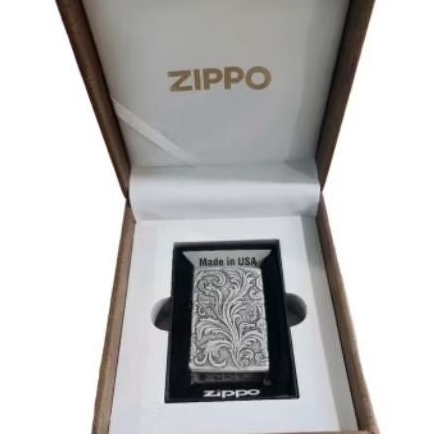 Original Zippo Antique Silver Floral Arabesque 5 sisi Engrave Japan Finish