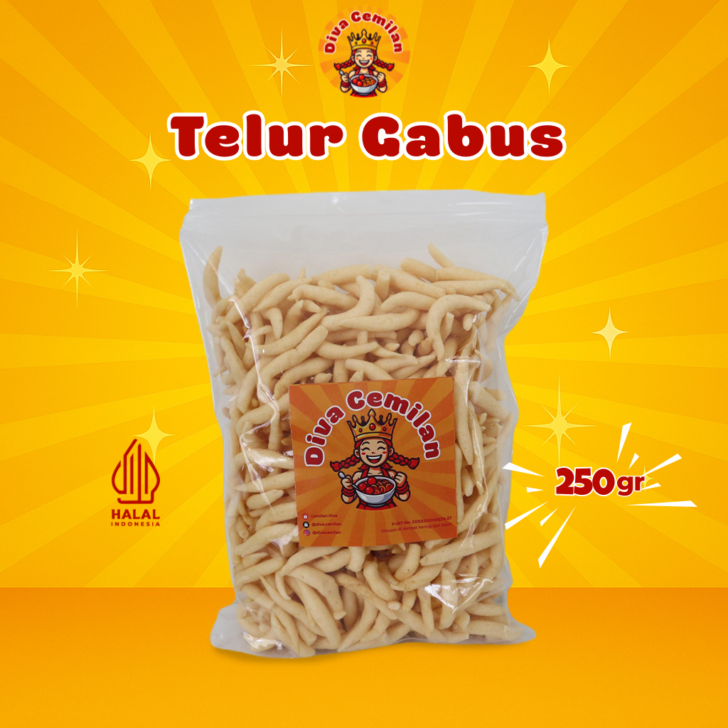 

250 gram Telur Gabus Keju Asin Renyah Stik Keju Diva Cemilan Keju Cheese Snack Makanan Ringan