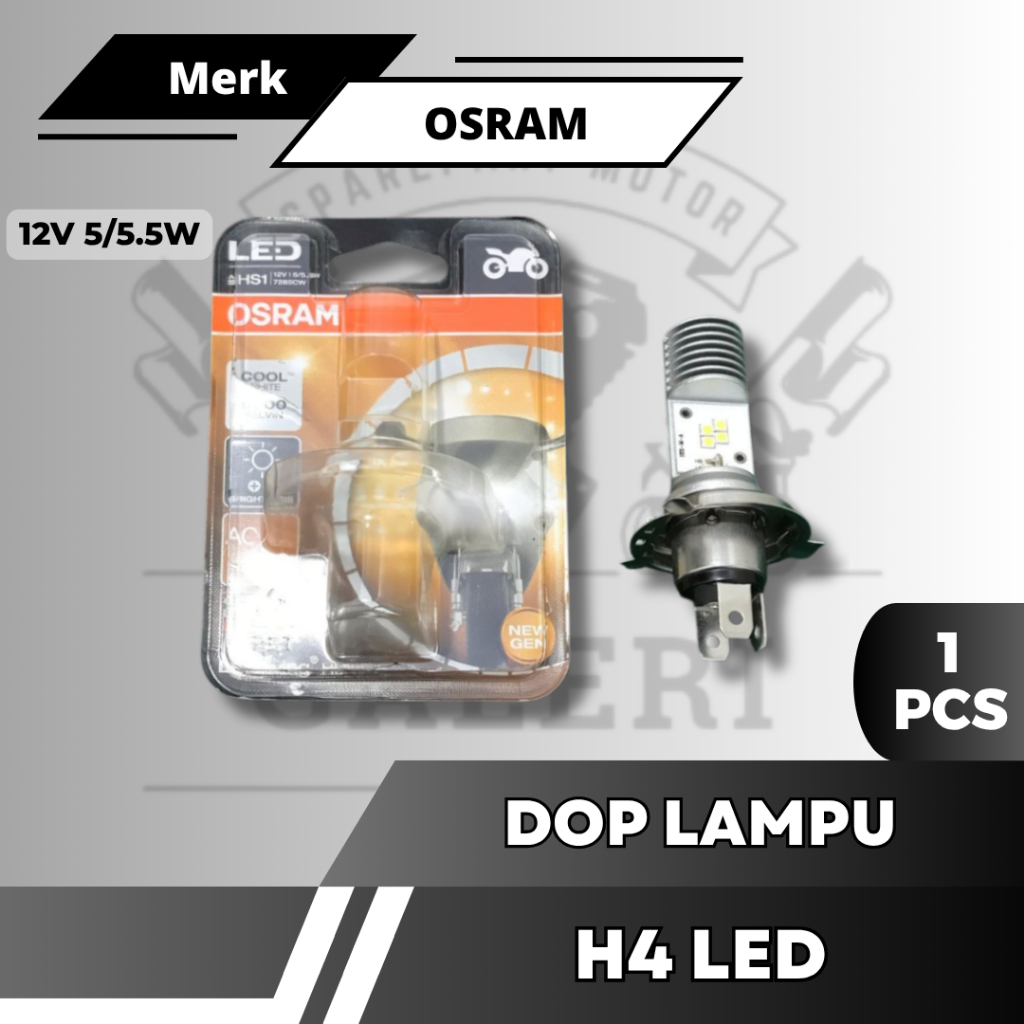 Dop Lampu Depan Sepeda Motor HS1 H4 LED Putih Kaki 3 12V 5/5.5W (7285CW) OSRAM