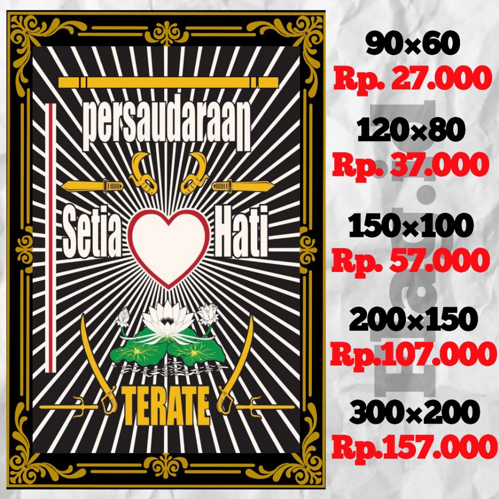 BENDERA PSHT UKURAN JUMBO 90×60/120×80/150×100/200×150 DESAIN FULL PRINTING SUDAH JAHIT KELILING +TA