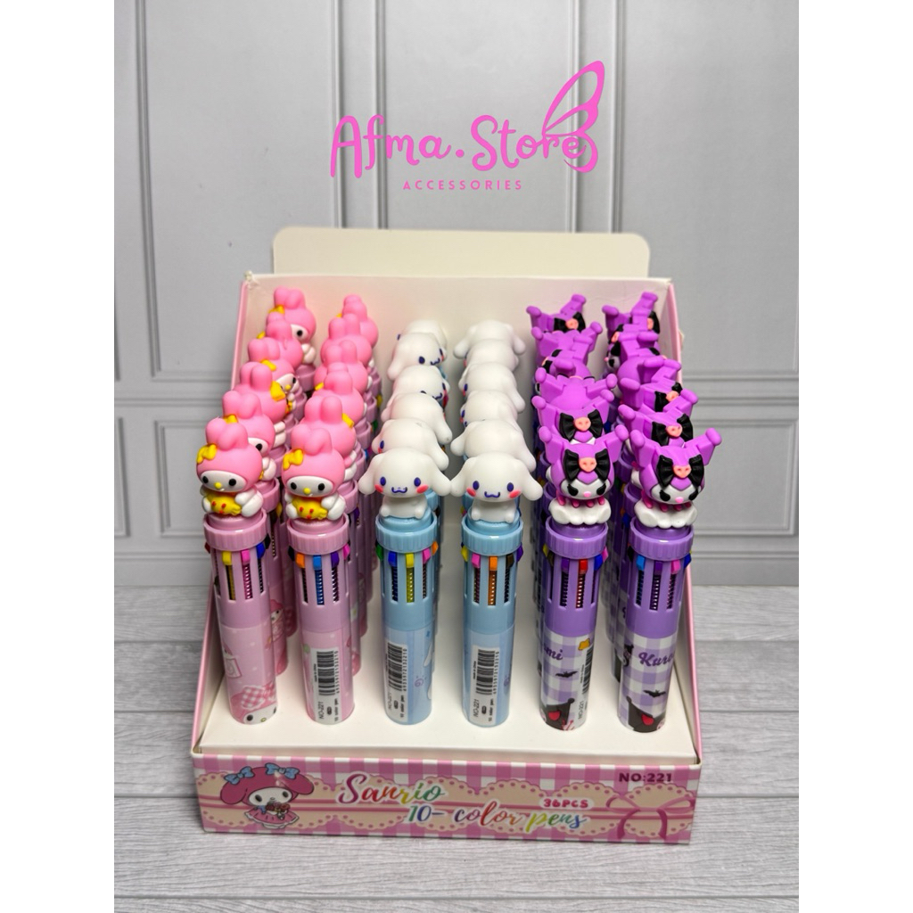 

[PREMIUM] Pulpen 3D Karakter Sanrio Lucu Isi 10 Warna, Import China - Model Tekan Multicolor