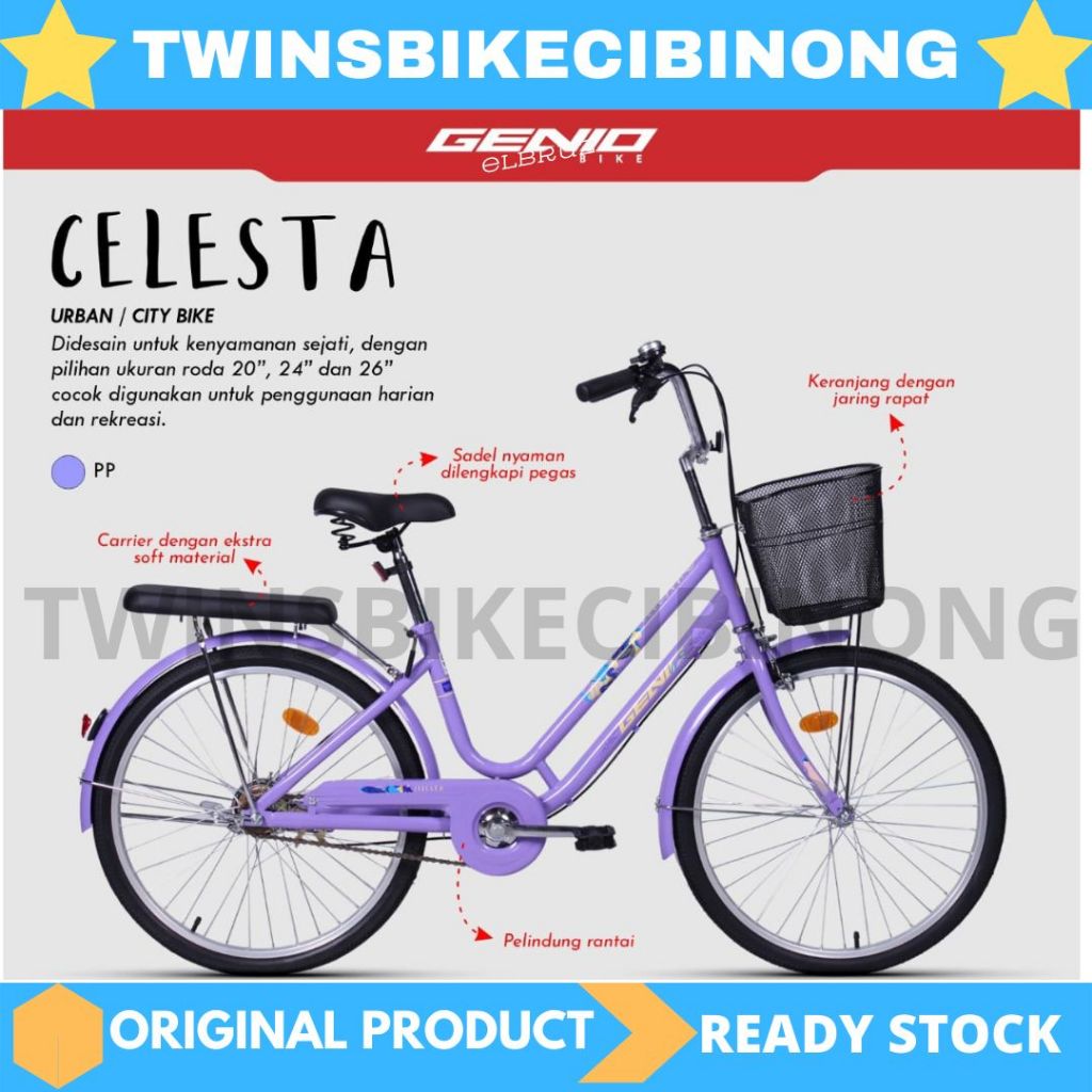 Sepeda Anak 20 24 26 inc Mini Keranjang Genio Celesta