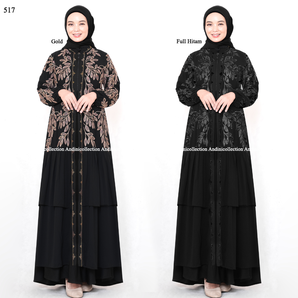 ANDINICOLLECTION Abaya Hitam 517 - Gamis Wanita Abaya Hitam / Gamis Hitam Umroh / Abaya Hitam Turkey