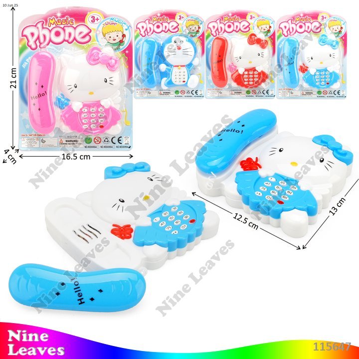 Mainan Anak Telepon Model Hello Kitty B/O Suara Musik Lampu Hello Kitty