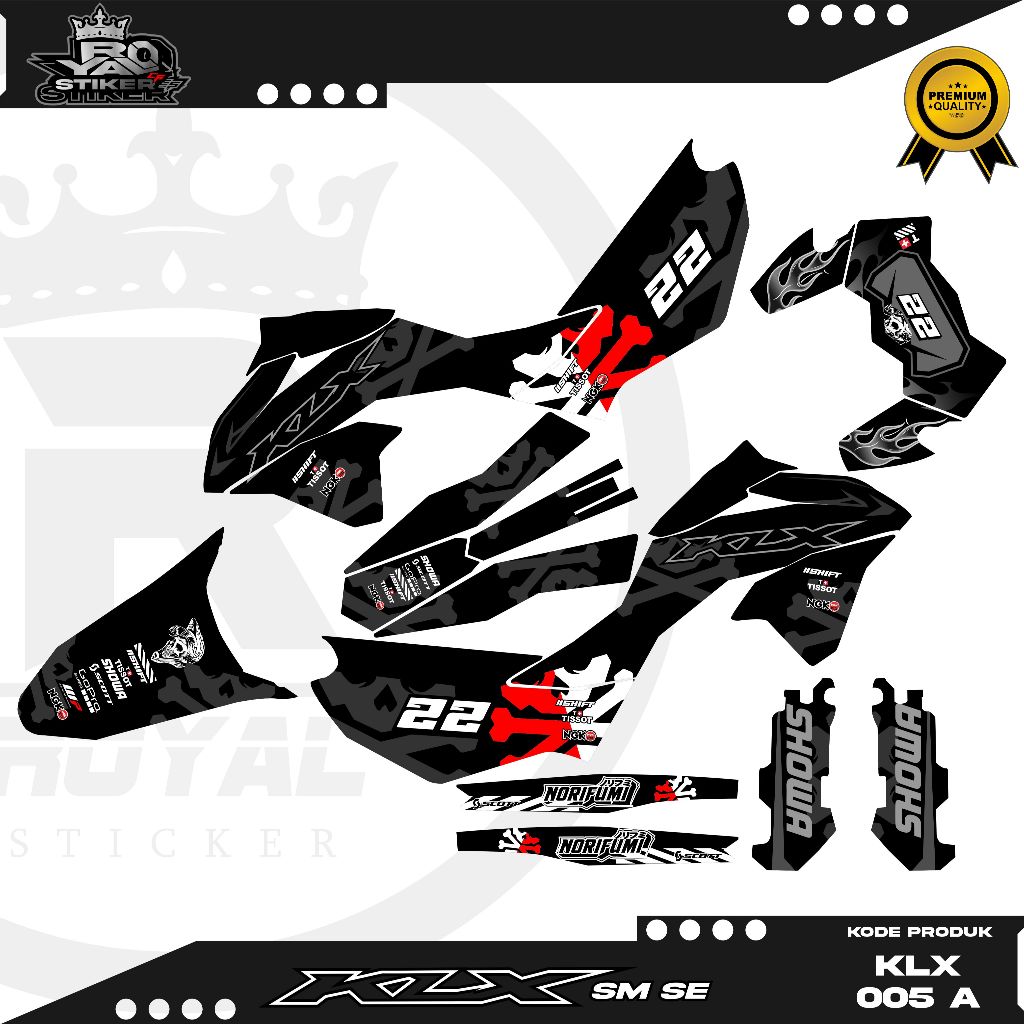 DECAL STIKER KLX SM SE -FULL BODY MOTOR KAWASAKI KLX BISA CUSTOM NAMA NOMOR - KLX 005