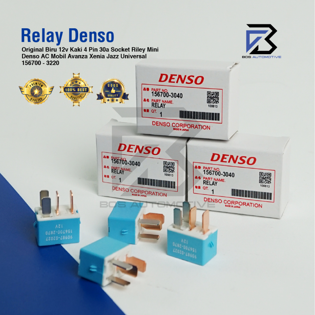Relay DENSO Original Biru 12v Kaki 4 Pin 30a Socket Riley Mini DENSO AC Mobil AVANZA XENIA JAZZ