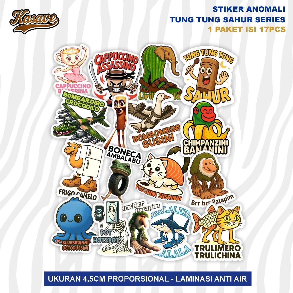 

STIKER ANOMALI / TUNG TUNG TUNG SAHUR MIX / 1 PAKET ISI 17PCS