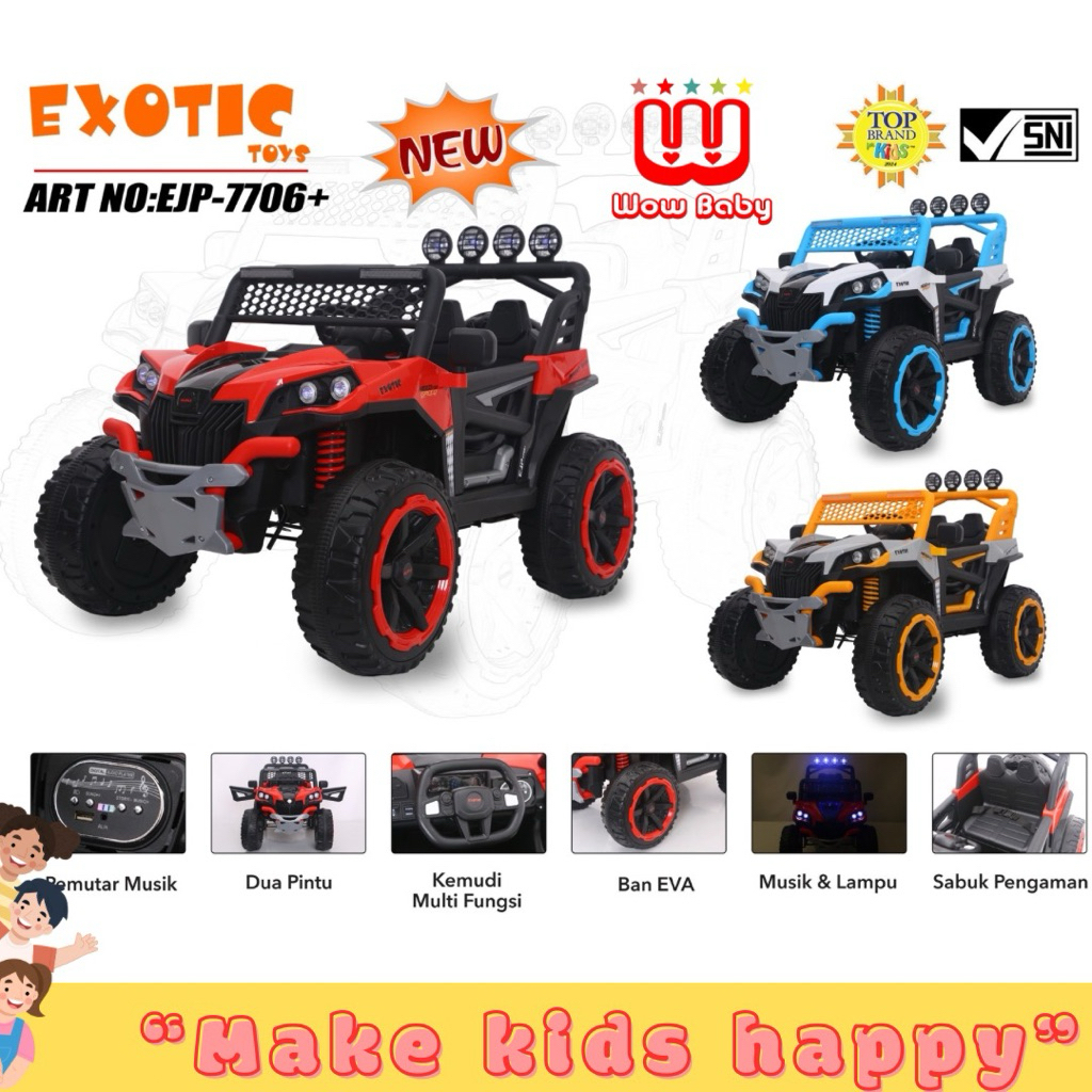 MAINAN MOBIL AKI ANAK JEEP EJP 7706+ (BAN KARET)