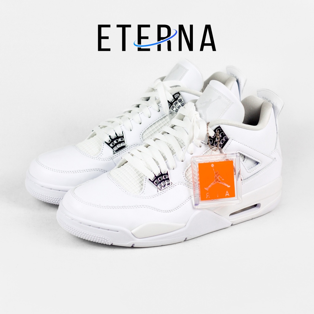 Sepatu Air Jordan 4 Retro Pure Money Allwhite Sneakers Authentic