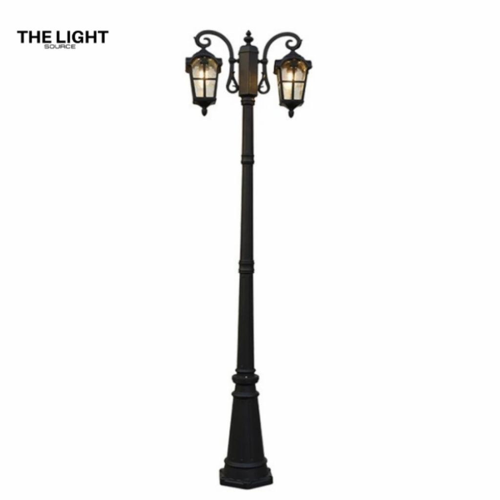 Lampu tiang taman dua cabang tinggi 3 meter lampu hias dekorasi teras rumah minimalis klasik modern 