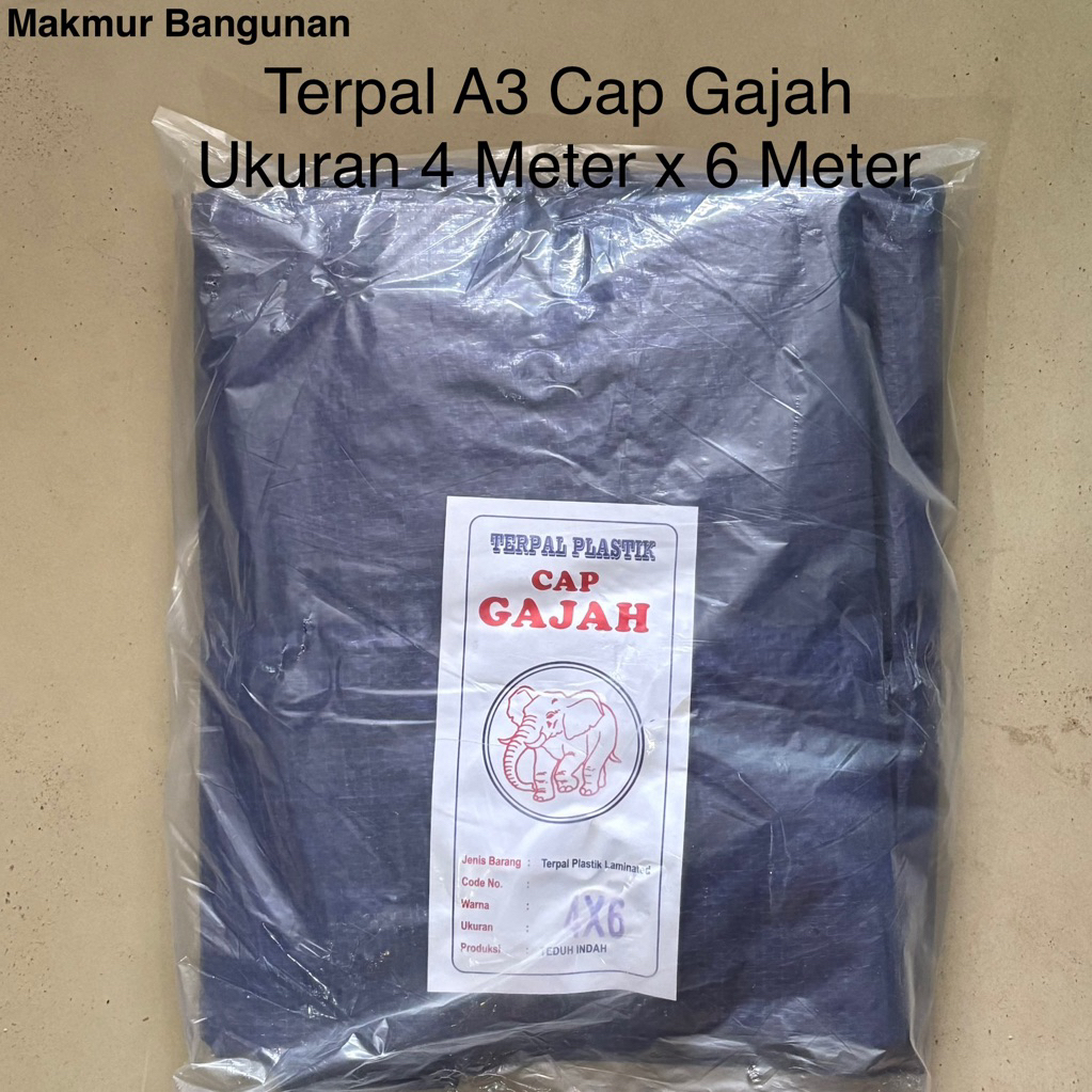 Terpal Cap Gajah A3 4x6 Meter | Terpal Plastik | Terpal Serbaguna | Tahan Panas | Anti Air | Tenda |